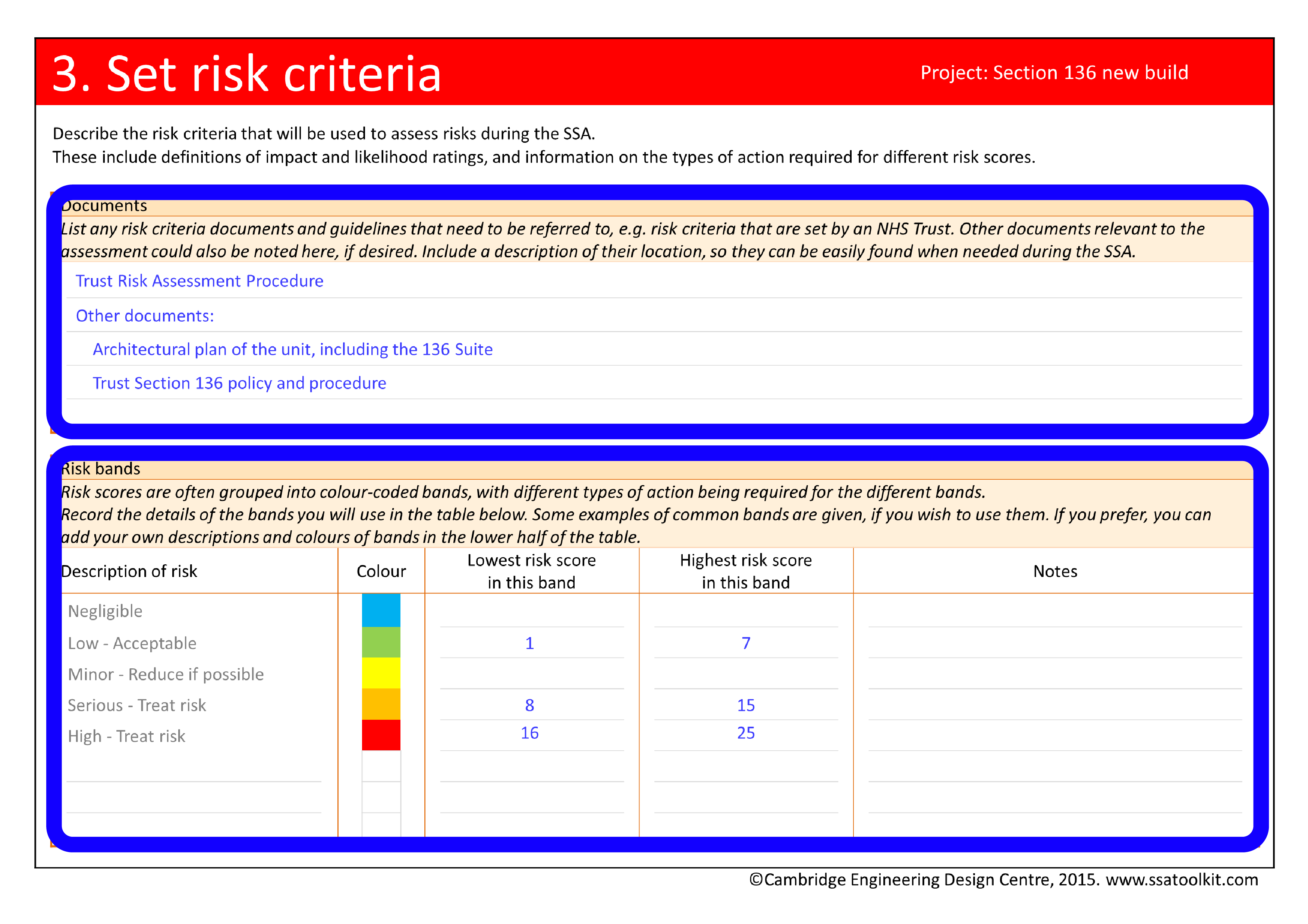 Screenshot of the Set risk criteria page from the Section 136 case study. The full form in pdf is available from the Resources page.