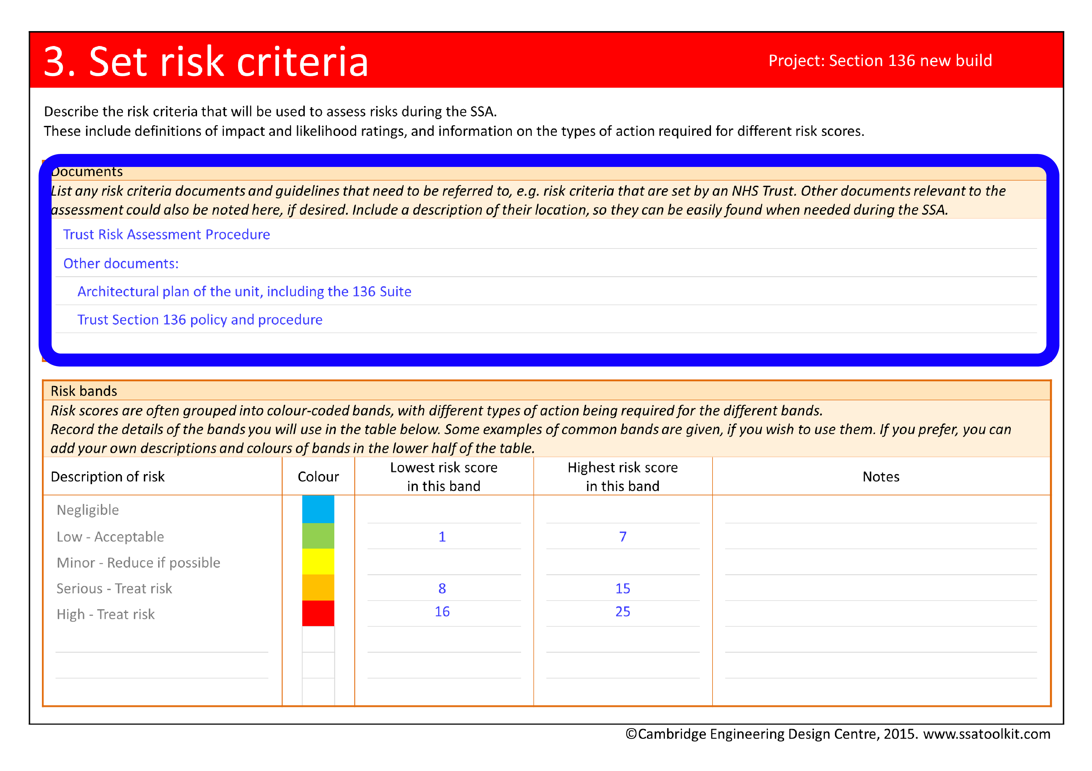 Screenshot of the Set risk criteria page from the Section 136 case study. The full form in pdf is available from the Resources page.